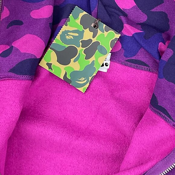 BAPE Color Camo Shark WGM Hoodie Sweatshirt Purple | A Bathing Ape - Picture 8 of 13